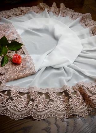 Хустка святкова на хрестини вінчання палантин накидка до церкви платок крестильный