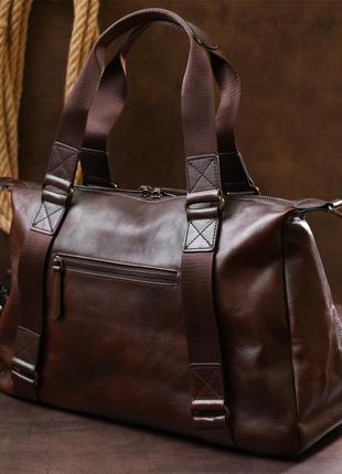 Дорожная сумка из натуральной кожи vintage 20486 коричневый9 фото