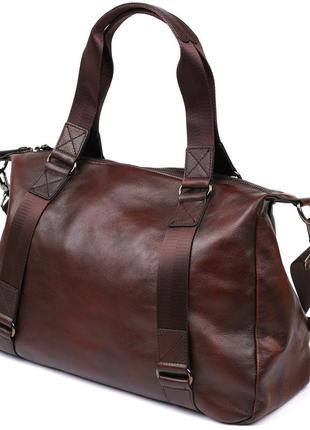 Дорожная сумка из натуральной кожи vintage 20486 коричневый2 фото