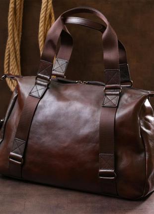 Дорожная сумка из натуральной кожи vintage 20486 коричневый7 фото