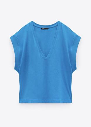 Zara ярко синяя футболка6 фото