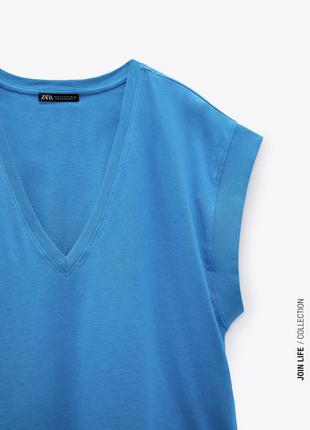 Zara ярко синяя футболка8 фото