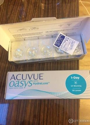 Контактні лінзи "acuvue oasys 1-day" із технологією hydraluxe ( 10 шт. ) распродажа !3 фото