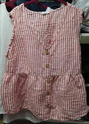 Бавовняна смугаста блуза/майка (жата тканина) 20 розміру1 фото