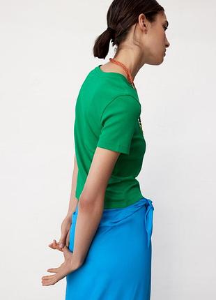 Zara зелёный топ футболка s3 фото