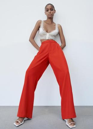 Zara червоні штани широкі s2 фото