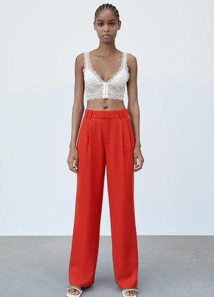 Zara красные брюки широкие s3 фото