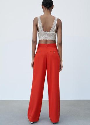 Zara красные брюки широкие s5 фото