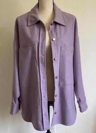 Zara лілова пальтовая сорочка s-m10 фото