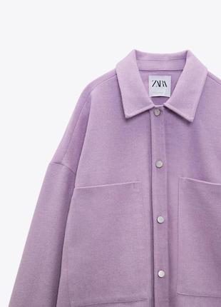 Zara лілова пальтовая сорочка s-m6 фото