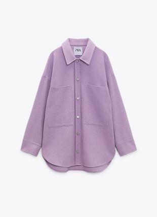 Zara лілова пальтовая сорочка s-m4 фото