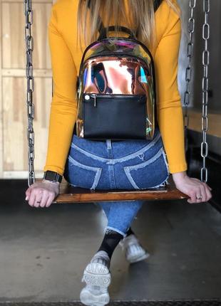 Перламутровий рюкзак бонні чорний напівпрозорий