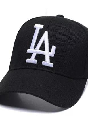 Кепка бейсболка la (лос-анджелес) ла с изогнутым козырьком полностью черная, унисекс wuke one size4 фото