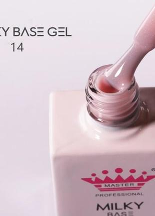 Каучуковая база для гель лака розовая с шиммером основа для ногтей объем 10 мл master professional ✓14