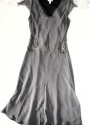 Сукня mango з вишивкою  бисером, 100% шовк