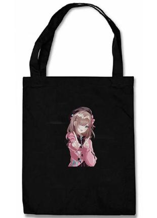 Шоппер / эко-сумка - cute anime girl (черный)1 фото