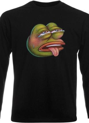 Футболка с длинным рукавом ahegao pepe (черная)