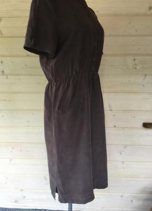 100% шёлк фирменное винтажные шёлковое платье миди рубашка базового грибного оттенка2 фото