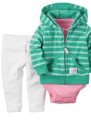 Комплект трійка carter's 18м худі, боді, штани