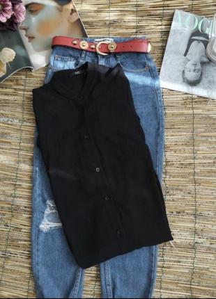 Чорна блуза туніка з розрізами1 фото