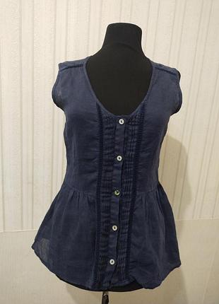 Блузка ,лен, синяя