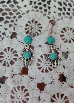 Серьги с бирюзой.