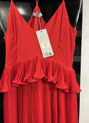Шикарна червона сукня максі плісе нарядна святкова7 фото