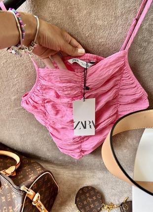 Пишний рожевий топ блузка в збірку від zara