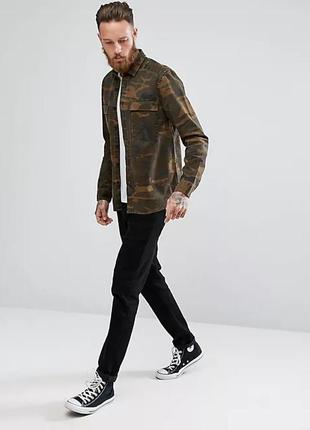 Рубашка овершот asos design overshirt with camo print камуфляжная мужская камо sweatshirt милитари4 фото