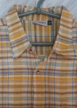 Льняная рубашка в клетку"  canda "  48-50 р  (воротник 41/42 )   бельгия