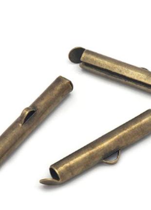 Концевик для браслетов, цвет бронза 20 мм - 1 пара