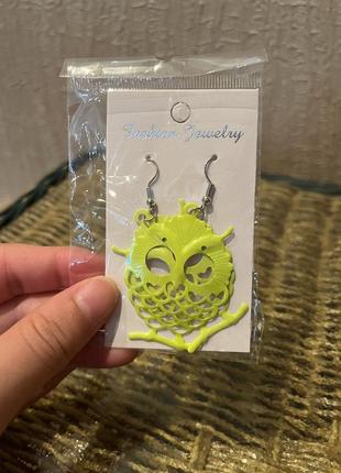 Серьги fashion jewelry ярко-жёлтые