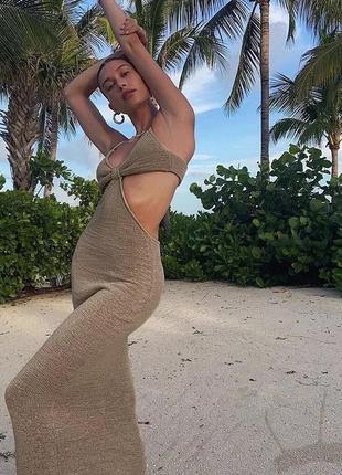 Платье туника с вырезом пляжное длинное в пол с лифом3 фото
