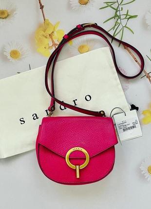 Малиновая кожаная сумочка 225€ sandro paris. оригинал