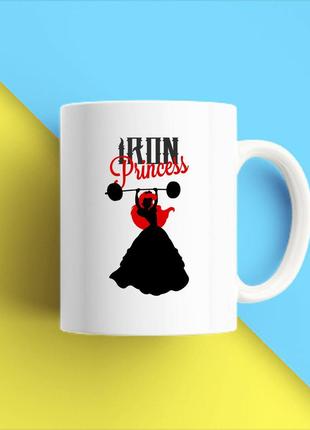 Белая кружка (чашка) с принтом  "принцесса в платье: iron princess" push it