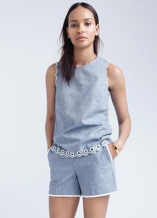 J crew джинсовый топ с заклёпками голубой майка