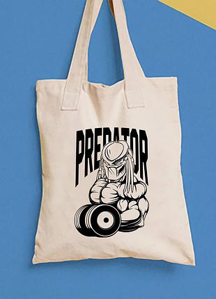 Эко-сумка, шоппер, повседневная с принтом  "prepator" push it