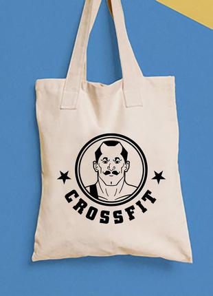 Эко-сумка, шоппер, повседневная с принтом  "crossfit 3" push it