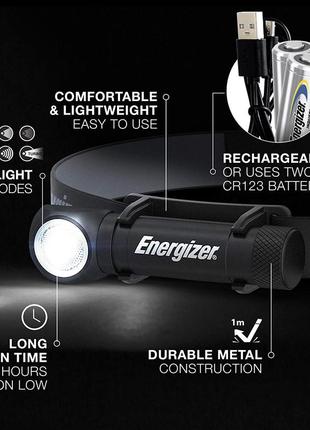 Акумуляторний налобний ліхтар energizer. 1000 люмен. куплений в сша