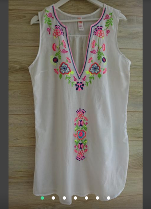 Туника белая с вышивкой ocean club  туника хлопок батист