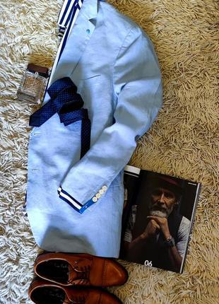 Пиджак летний мужской приталенный рierre сardin лён - хлопок размер 54