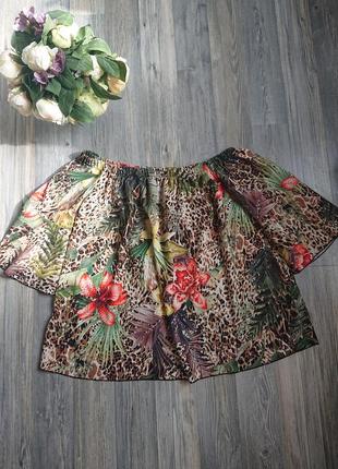 Женская блуза в тропический рисунок блузка блузочка большой размер батал 50 /527 фото