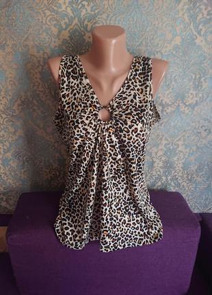 Красивая блуза леопардовая расцветка блузка блузочка большой размер батал 50 /52 майка1 фото