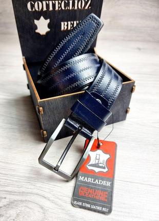 Ремінь чоловічий шкіряний пояс синій / ремінь пояс чоловічий пасок шкіряний синій