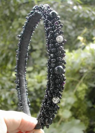 Обруч для волос черный hand made