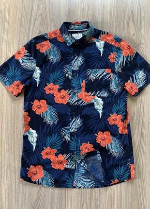 Бавовняна сорочка чоловіча гавайка з квітковим принтом george8 фото