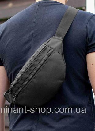 Мужская поясная сумка бананка через плечо jupite черная вместительная тканевая на грудь прочная4 фото