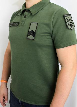 Футболка поло с липучками, военная футболка олива/хаки котон, армейская рубашка под шевроны (размер l)4 фото
