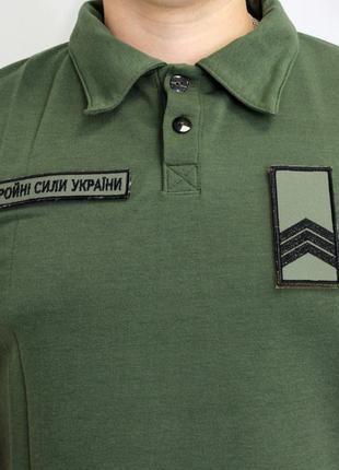 Футболка поло с липучками, военная футболка олива/хаки котон, армейская рубашка под шевроны (размер l)5 фото