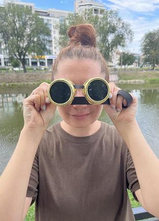 Очки стимпанк, гогглы авиаторы золото. есть разные варианты. хэллоуин, косплей, аниме, винтаж.